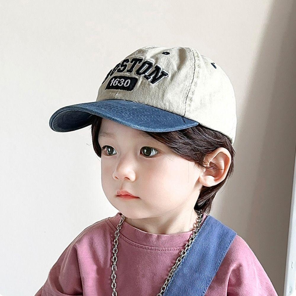 Patchwork Baby Baseball Hat Korean Style Children's Sunhat Fashion Letter Peaked Cap  Boys Girls