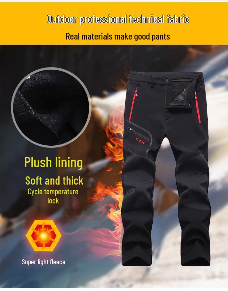 Men's Plus Size Fleece-Lined Winter Mountaineering Suit: Windproof, Rainproof, Thick, and Warm.