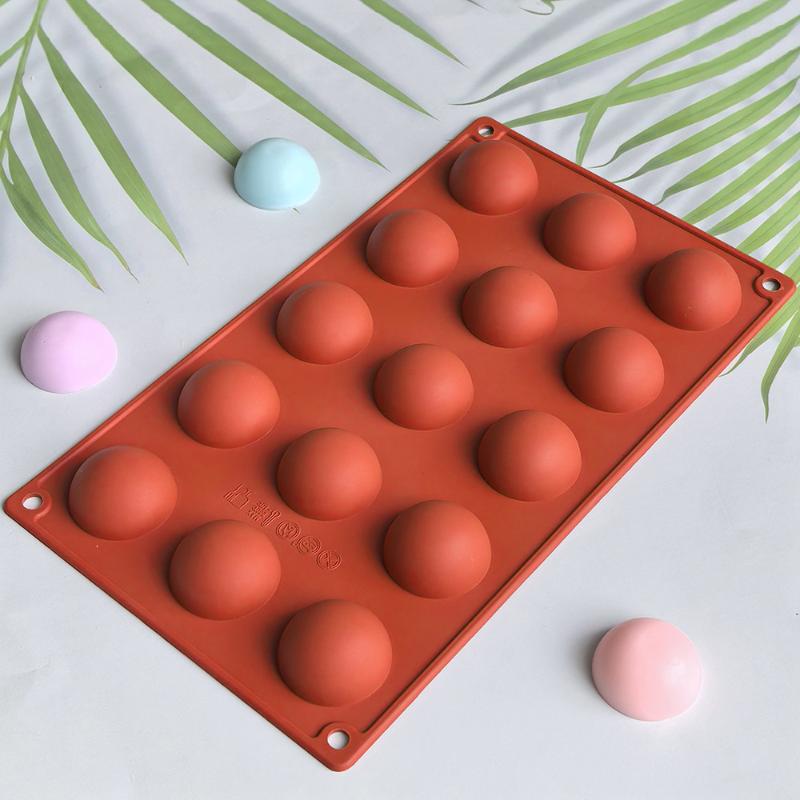 15 Holes Half Ball Sphere Round Silicone Mold 3D Brownie Pudding Mousse Chocolate Dessert Diy Baking Cake Decoration Tool