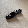 French high-end temperament rhinestone flower bag head shoes women's low heel shallow mouth casual single shoes outer sandals