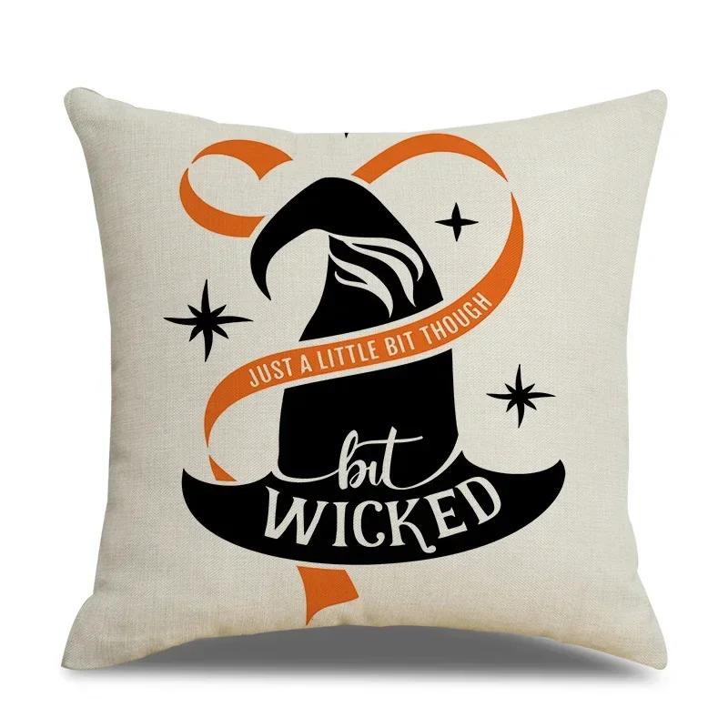 45x45cm Halloween Pillowcase Single Linen Pillowcase Waist Pillowcase for Living Room Sofa Car Home Decor