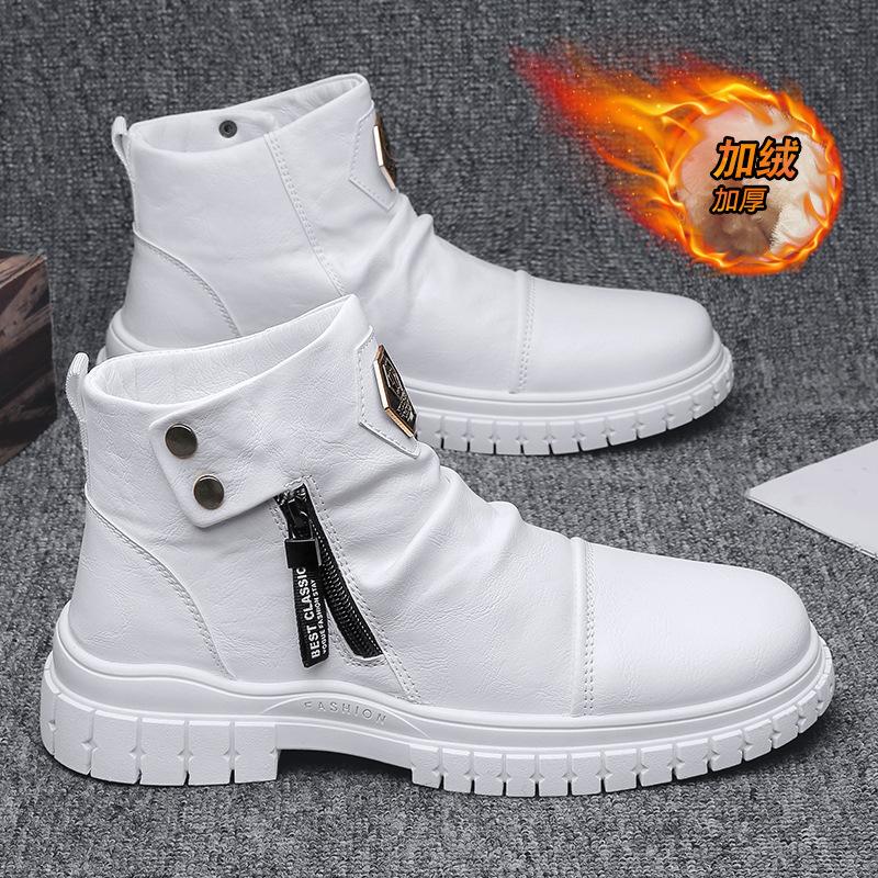 

Интернет-знаменитости в осенне-зимних высоких ботинках Martin, мужских британских мотоциклетных ботинках, черных бархатных, средних, маленьких кожаных туфлях Tide 44