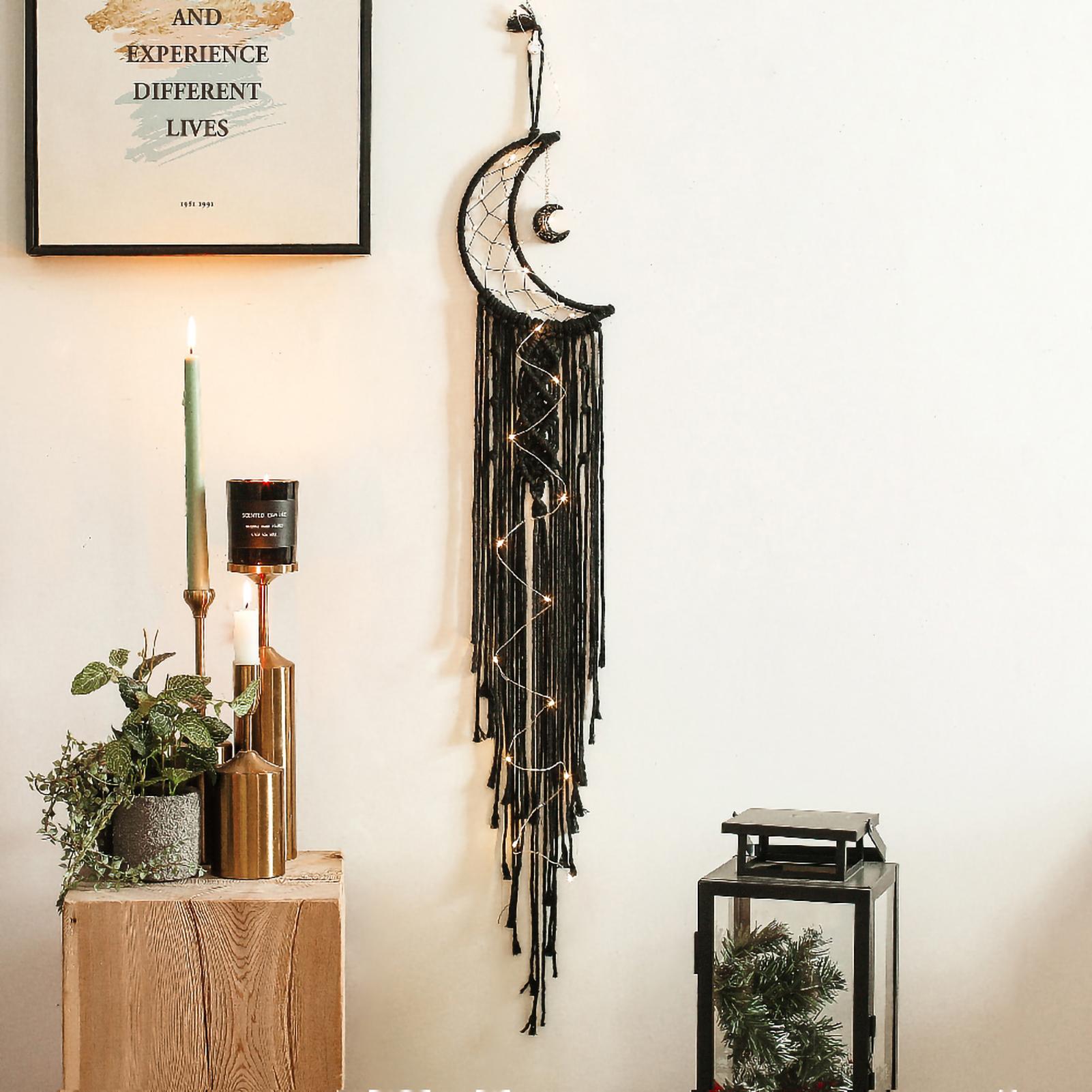 

Moon Dream Catchers Safe Minimalist Hand Woven Wall Hanging Moon Dream Catchers with Alloy Accessories for Home Bedroom 96x20cm/37.8x7.9in