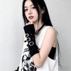 Black Punk Style Elbow Gloves Gothic Metal Button Gloves Harajuku Street Dance Gloves  Street Dance
