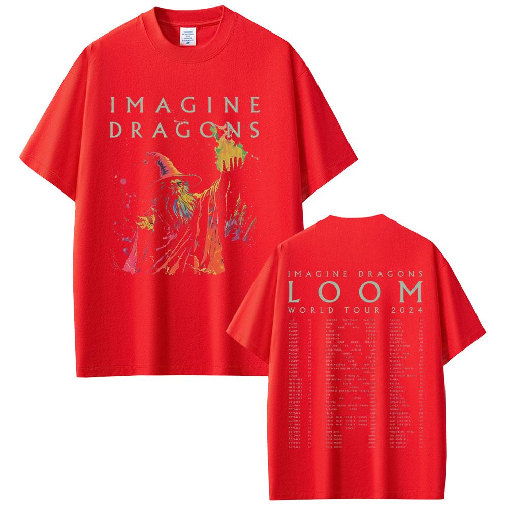Rock Band Imagine Dragons Loom World Tour 2025 T Shirt Men Women Hip Hop Oversized Tshirts Male Casual Cotton Vintage Tshirt