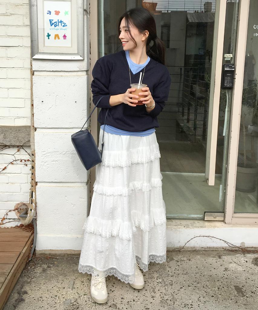 Leuba Eyelet Tiered Maxi Skirt - Off White