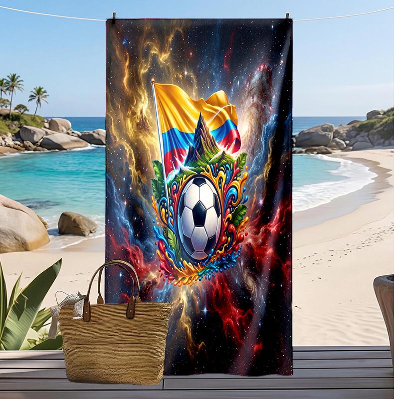Colombia Football Print Beach Towel Quick Dry Super Absorbent Soft Bath Towel for Swimming Beach Travel Fan Souvenir Gift