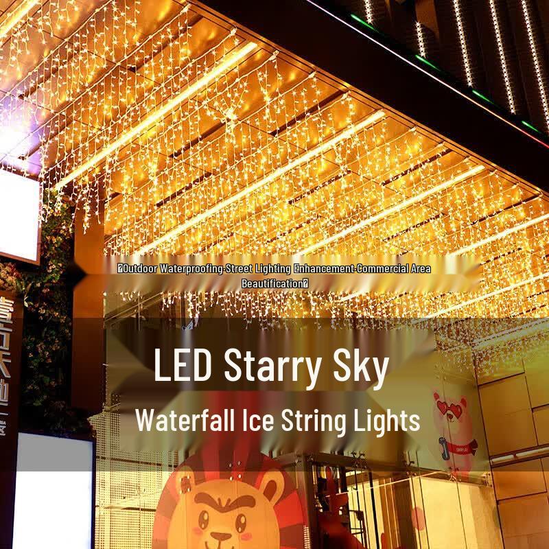 Outdoor Waterproof LED Icicle Waterfall String Lights