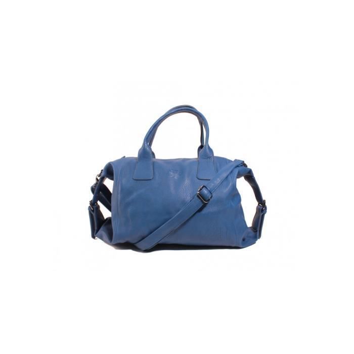 Handbag - LE TEMPS DES CERISES - Debby 2 - Blue - Removable Shoulder Strap - Zipped