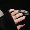 Emerald Colored Treasure Series Inlaid Zir*****Pen Ring, High-End Exquisite Light Luxury Green Diamond Geometric Ring, Female