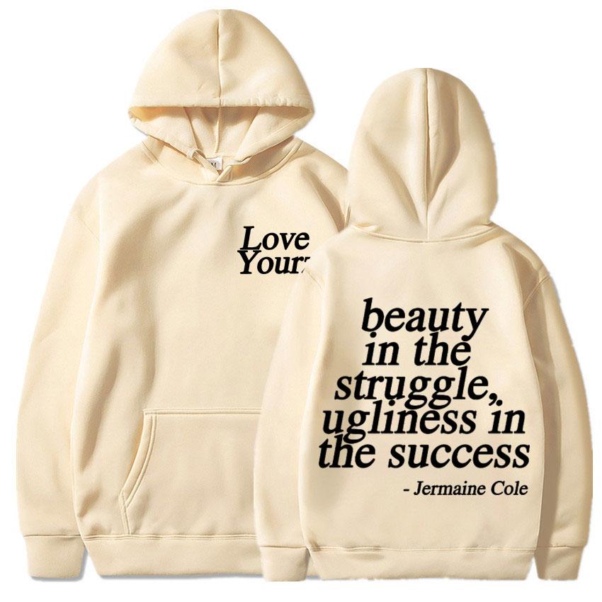 J Cole Dreamville Love Yourz Lyrics Print Hooded Vintage Fashion Sweatshirt Men Women Oversized Loose Hoodie Harajuku Streetwear