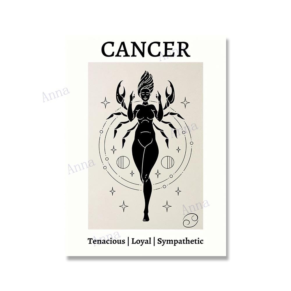 

Ретро 12 постеров со знаками зодиака Козерог Близнецы Рак Лев Весы Стрелец Созвездие Холст Картина Настенные художественные фотографии Домашний декор 21x30cm No Framed