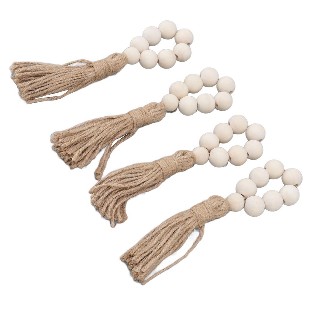 Napkin Ring Decorative Elegant Wood Beads Table Napkin Holder with Tassels for Party Wedding Home
