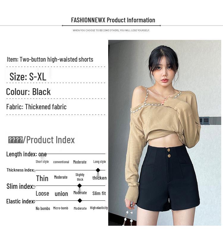 Damskie 2024 Czarne Szorty A-Line z Wysokim Stanem Wyszczuplające - Letnia Wszechstronna Moda Casual