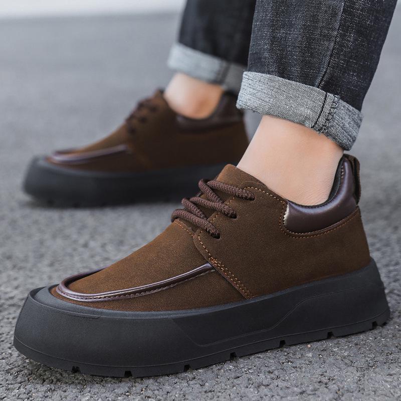 Men's Winter 2024 Retro British Style Thick-Soled Casual Sneakers with Velvet Lining for Teens