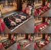 Christmas Dwarf Carpet Mat Merry Christmas Holiday Non Slip Carpet Snowman Santa Claus Pattern Home Entrance Foot Mat