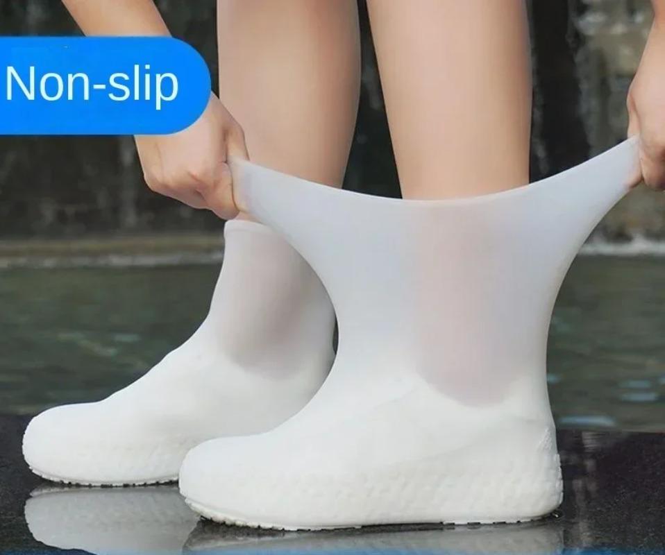 1 Pair Silicone WaterProof Shoe Covers Lip-resistant Latex Rain Boot Rain Gear Overshoes Accessories for Outdoor Rainy Day,Rain