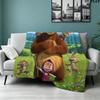 Cartoon Masha Bear Print Flannel Blanket High Quality Warm Comfortable Cover for All Seasons Perfect for Gifts Home Decor