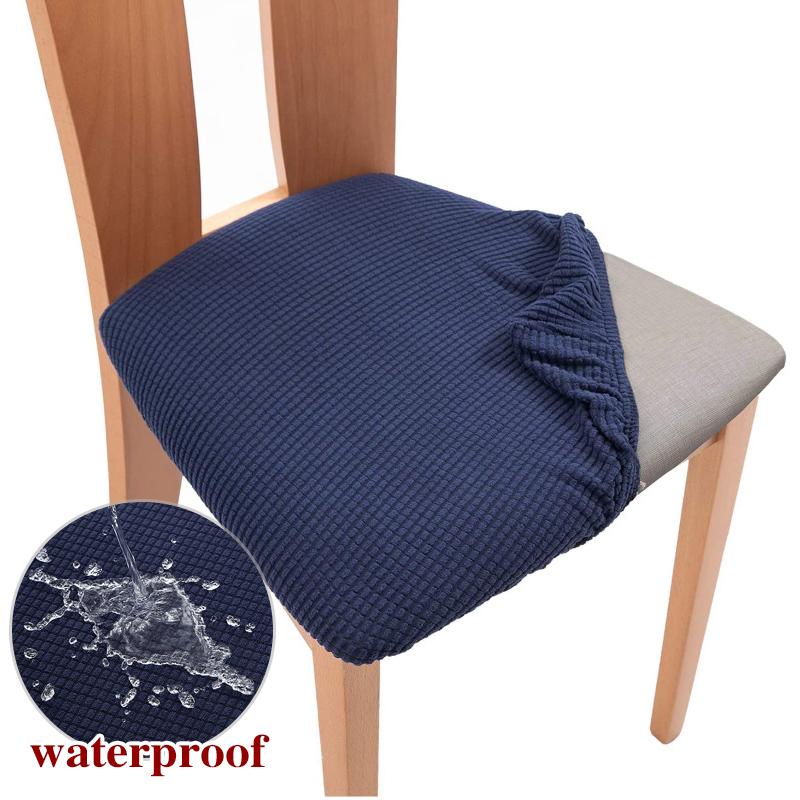 Waterproof Jacquard Chair Cover For Dining Room Thick Fabric Chair Slipcover Protector Washable Seat Cover For El Banquet 1Pc