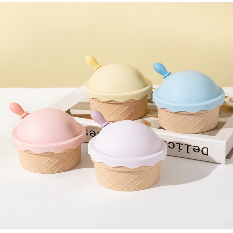 Eiscreme-Form Kopfhautmassagekämme mit Deckel und Spiegel Shampoo-Massagebürste für Kinder Haarwäsche Salon Friseurwerkzeug