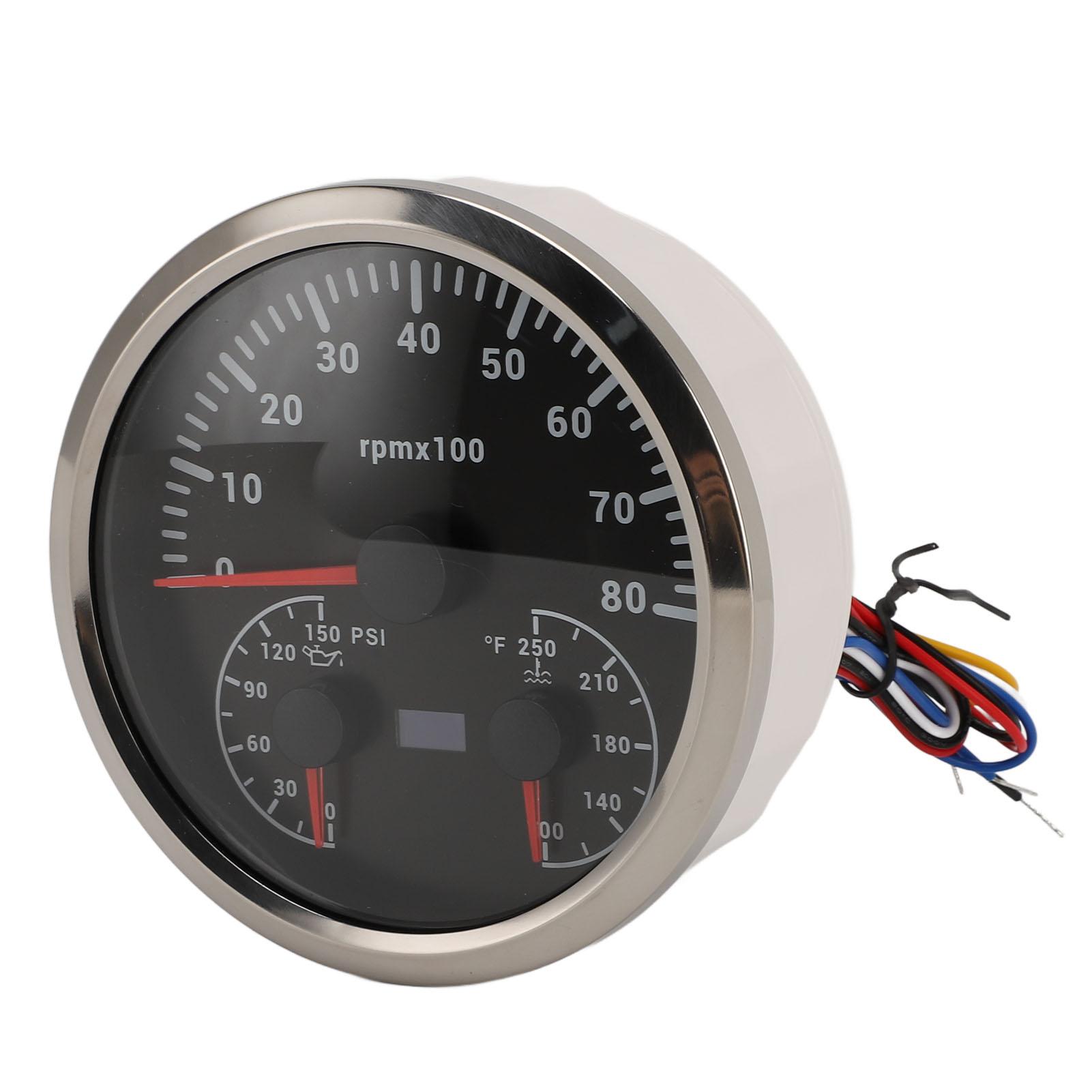 

3 в 1 Спидометр 8000 об/мин Тахометр от 0 до 150 PSI Давление масла от 100 до 250 градусов Фаренгейта Температура воды 7