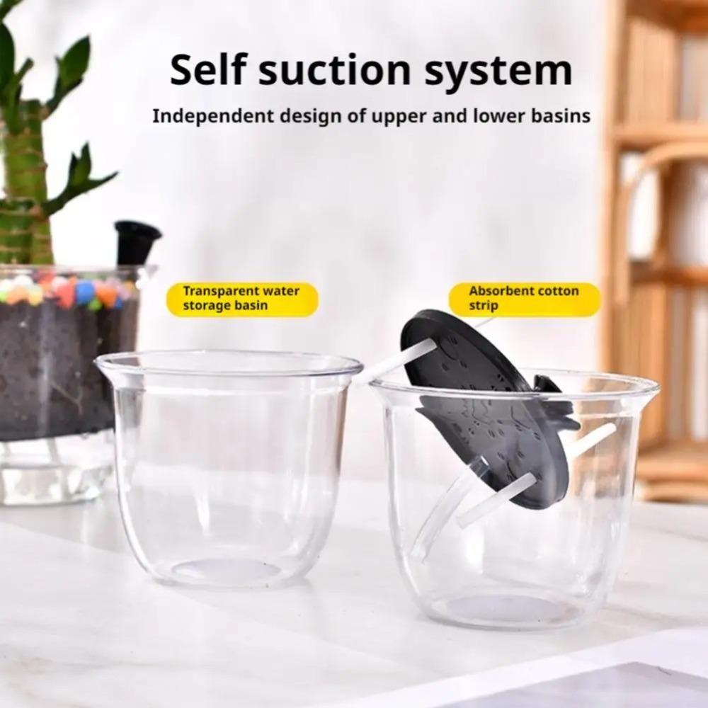 1pcs Transparent Self Watering Plant Pot Double Layer Planter Pot with Reservoir Flowerpot  Office