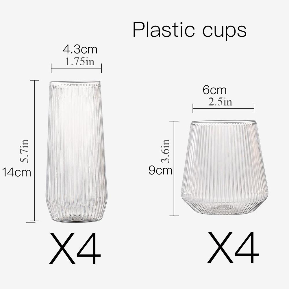 Geripptes Origami-Wellen-Kunststoffglas-Set Stiellose Sektgläser Bruchfestes Klares Trinkgeschirr für Hochzeiten, Partys & Veranstaltungen