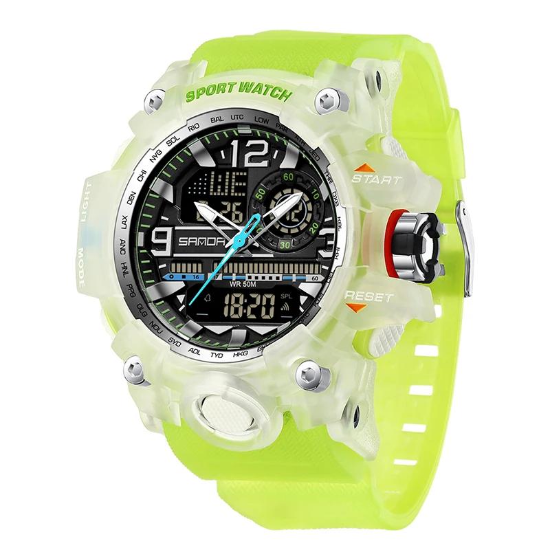 SANDA 3133 Student Electronic Wrist Clock Trendy Fashion Waterproof Week Day Display Digital Analog Watch Alarm Mode Teenager