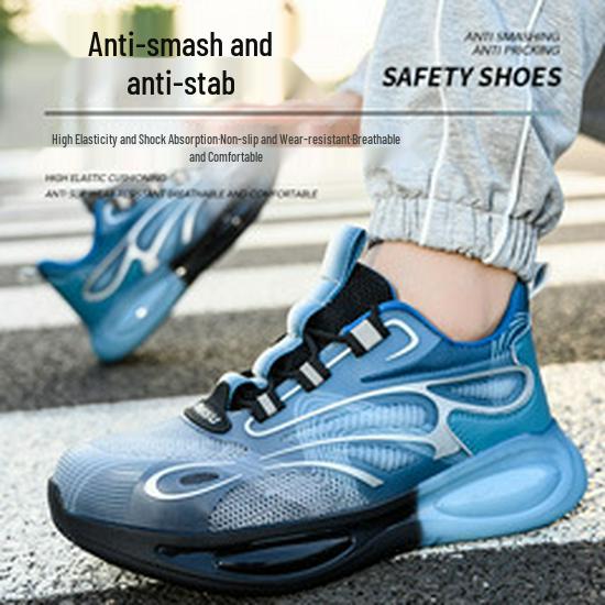 Men's Black High-Top Cowhide Steel Toe Cap Safety Shoes, Anti-Static, Anti-Smash, Anti-Puncture.
