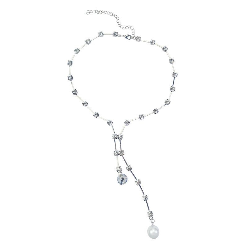 Low Cut Sexy Rhinestone Choker Collar Long Necklace Personalized Neckband Neck Jewelry Short Collarbone Chain