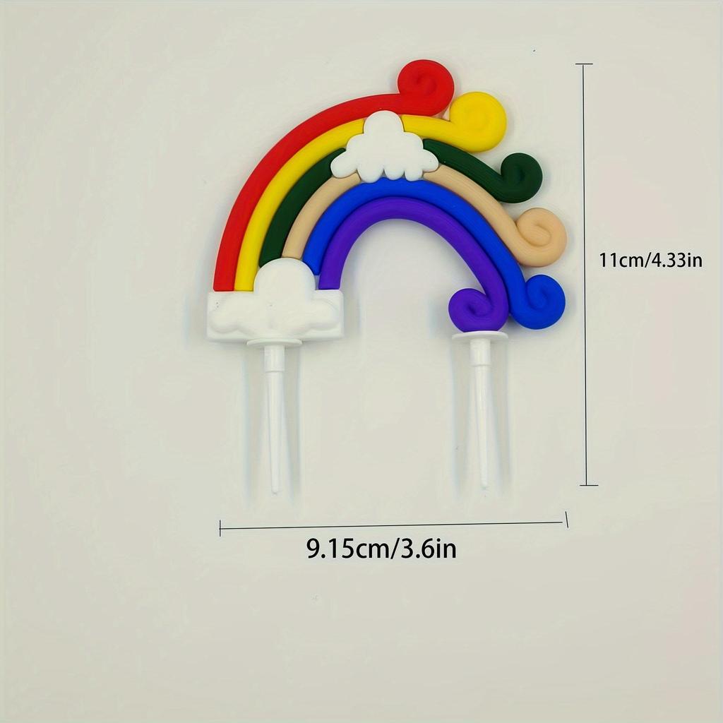 Versatile Rainbow Arch Cake Topper: Colorful Cartoon Forest Style Red Pink Rubber Ornament
