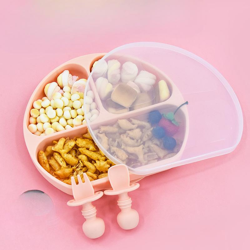 Baby Einteilige Silikon Saugbecher Schüssel Kinder Essen Trennteller Anti-Tropf und Bruchfest Adsorptionsgeschirr