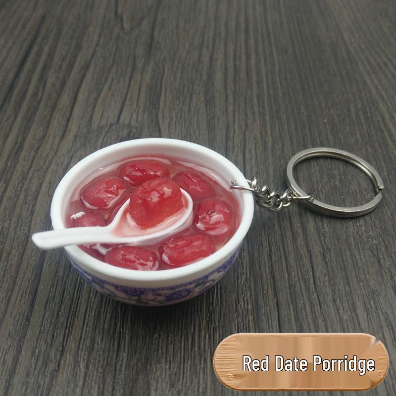 Chinese Style Realistic Noodle Keychain, 4cm Blue and White Porcelain Bowl, Food Play Prop.
