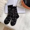 Trendy Socks with English Letters, Cartoon Cuteness, Cats, Fabric Labels, Mid-calf Socks, College Style, and Long Socks