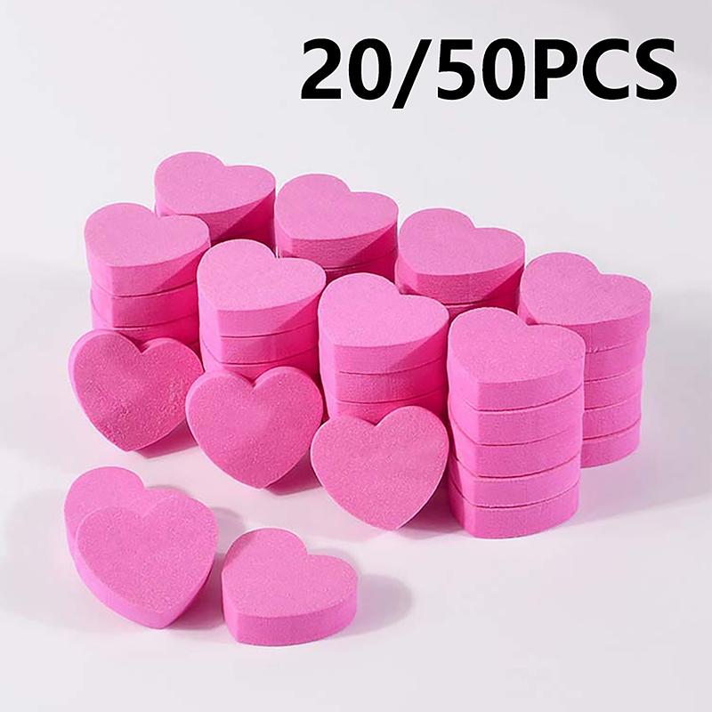 20/50Pcs Heart Shape Sponge Nail File Double Side Buffer Buffing Sanding Nail Pedicure Tool Gel Polish Manicure Nail Accessories