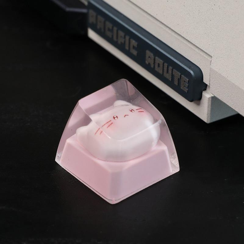 Translucent Cute Cartoon Kt Cat Keycap Cross Axis Mechanical Keyboard Keycap Keyboard Decoration Keycap Keyboard Accessories