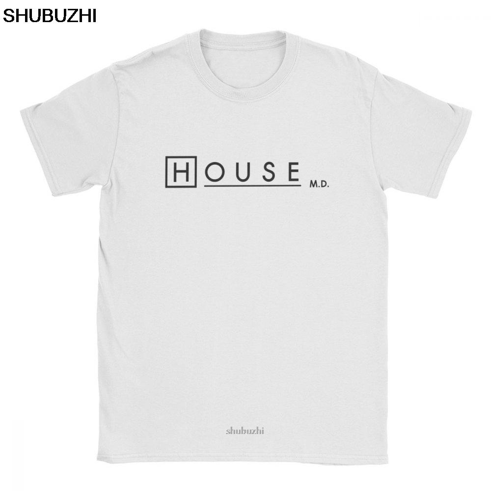 

Футболки House MD для мужчин Логотип Доктора Хауса Белые Топы с Коротким Рукавом Повседневная Футболка с Круглым Вырезом Чистый Хлопок Футболки sbz8117 S
