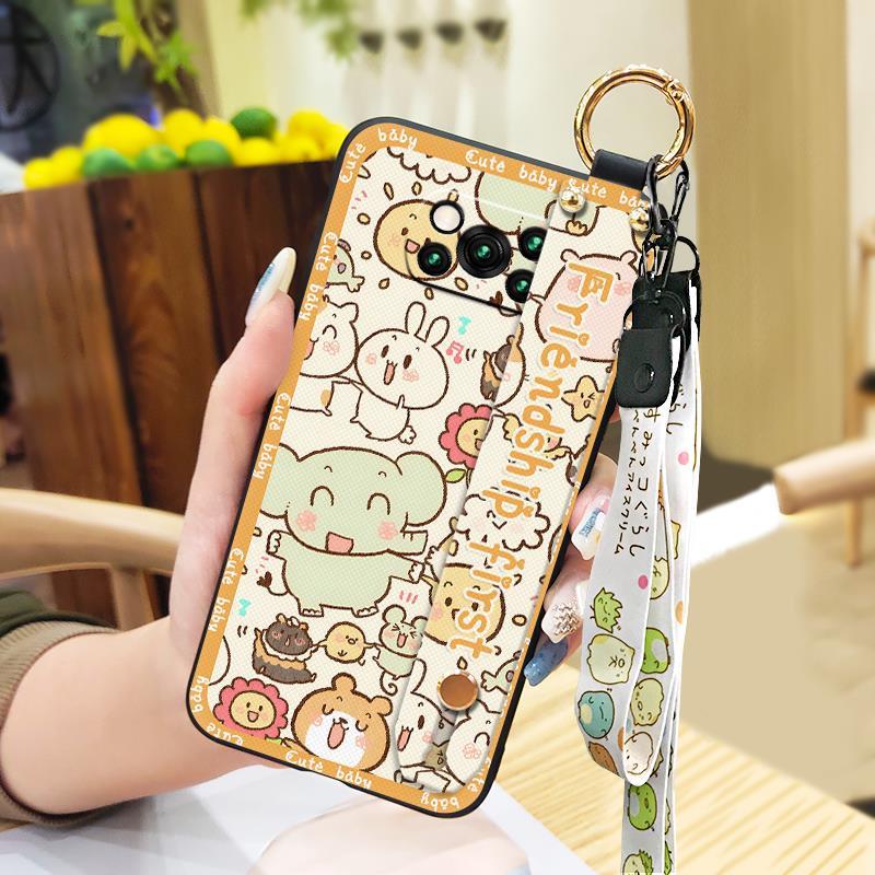 Dirt-resistant Wrist Strap Phone Case For Xiaomi Poco X3 NFC/X3 Pro Durable Cartoon Shockproof Waterproof Protective