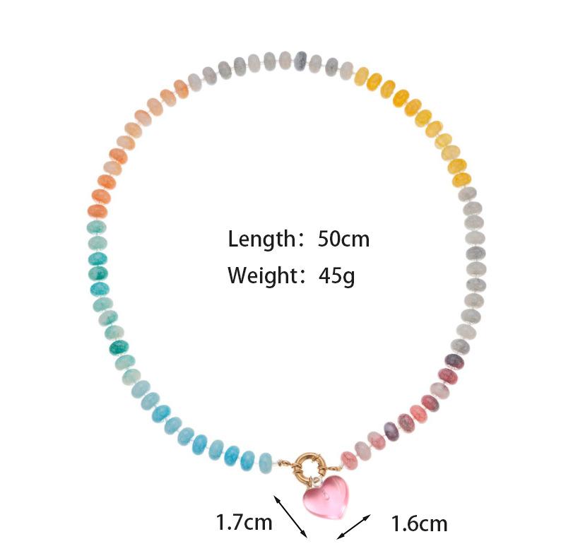 

Trendy Candy Color Beaded Necklace for Women Boho Pink Heart Evil Eye Pendant Choker Summer Beach Y2K Zircon Collar