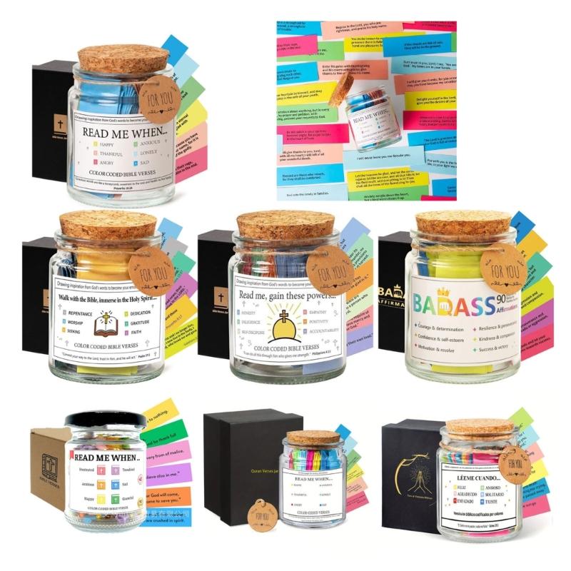 Devotional Vessel Bible Verses In Glass Jar For Prayer Scripture Paper Cards Included Christian Home Decoration Gift