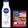 Nivea Moisturizing Lotion & Vaseline Rose Lip Balm Set