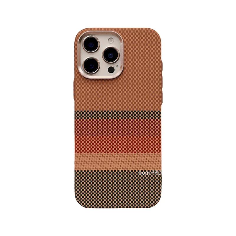 Carbon Relief MagSafe Cover Case for iPhone 15 16 Pro Max Wireless Charging Magnetic Phone Shell Alloy Camera Ring Hard PC Funda