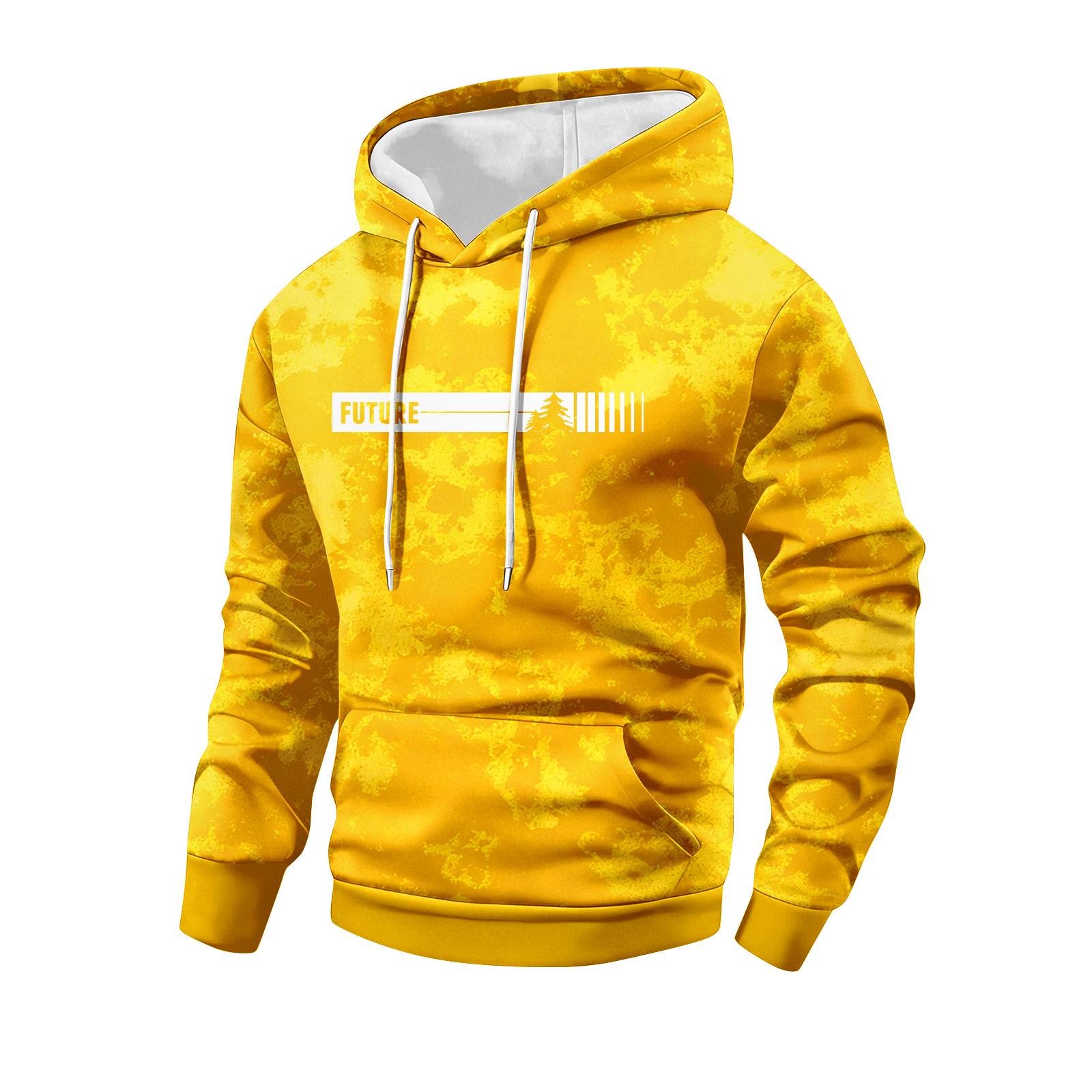 Мужская камуфляжная толстовка с капюшоном, мужская спортивная большого размера, повседневная толстовка XL жёлтый