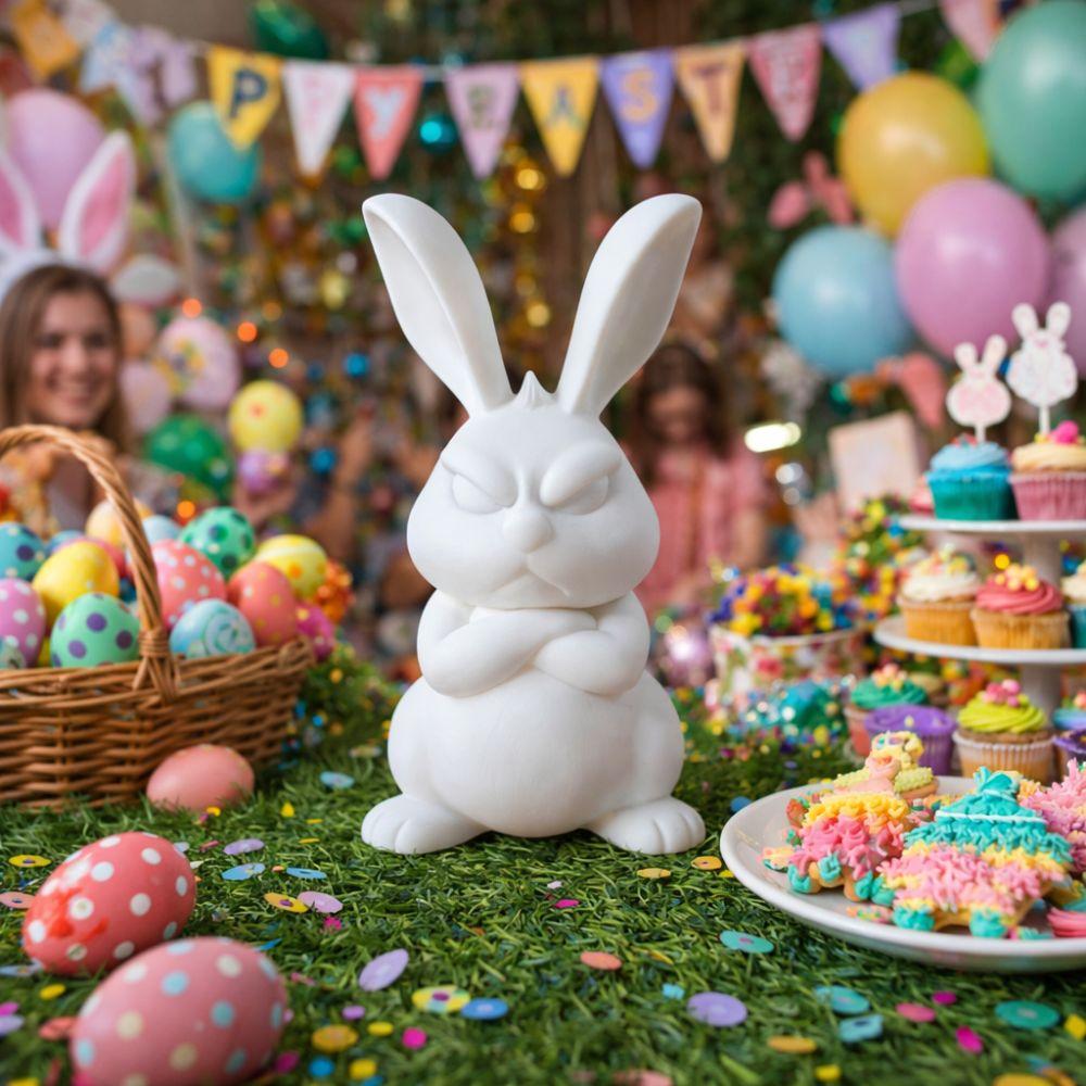 Cute Easter Fitness Rabbit Plastic Small Rabbit Ornament Muscular Rabbit Statue Home Desk Decor