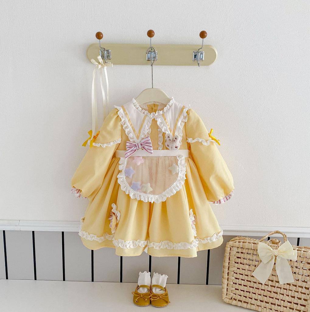 Girls Spring 2024 New Cartoon Lolita Princess Dress Children's Foreign Style Trouser Dress Dress