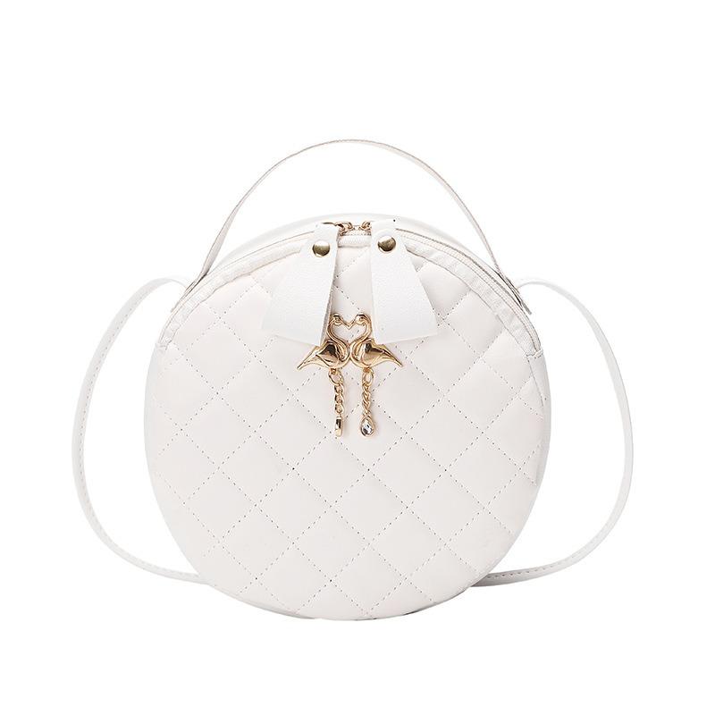 Women's Bag New Fashionable and Simple Handbag Bag Shoulder Crossbody Embroidered Bag Small Round Bag