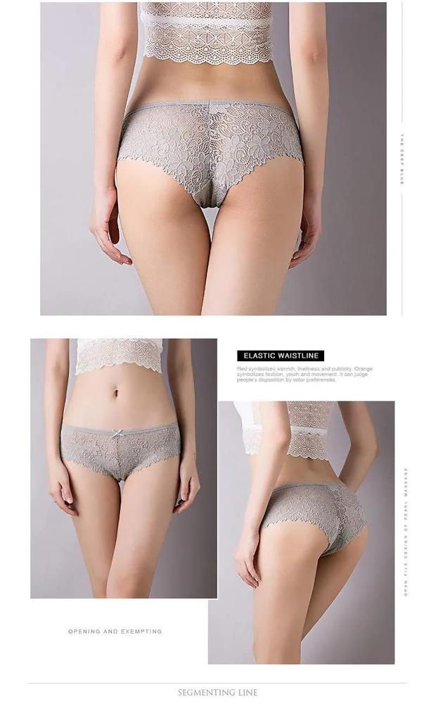 Pureseek Damen Übergröße Spitzen T-Back Slips mit Schleife, Sexy Unterwäsche, 5er-Set (M, 5 Farben)