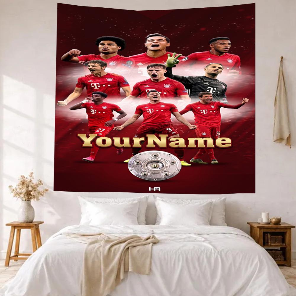Bayern Munich Custom Your Name Wall Decor Tapestry Art For Pet Memorial Birthdaywedding Party Backdrop Family Gift