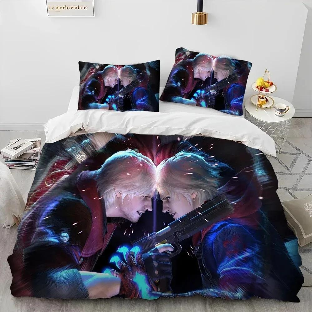 D-Devil May Cry DMC Game Gamer Comforter Bedding Set,Duvet Cover Bed Set Quilt Cover Pillowcase,king Queen Size Bedding Set Kid