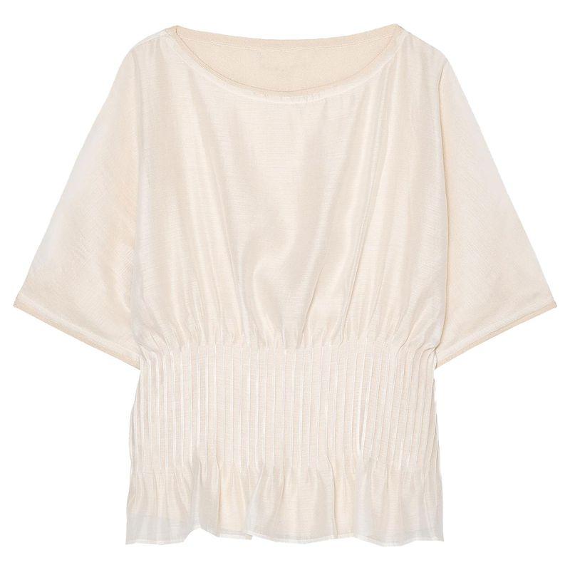 Zaprha 2025 Summer New Organza Patchwork Pleat Decoration Boat Neck Sleeveless Knitted Top 2142064